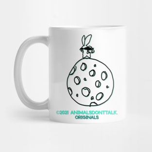 Mr Moustache Rabbit Landed On the Moon Mug